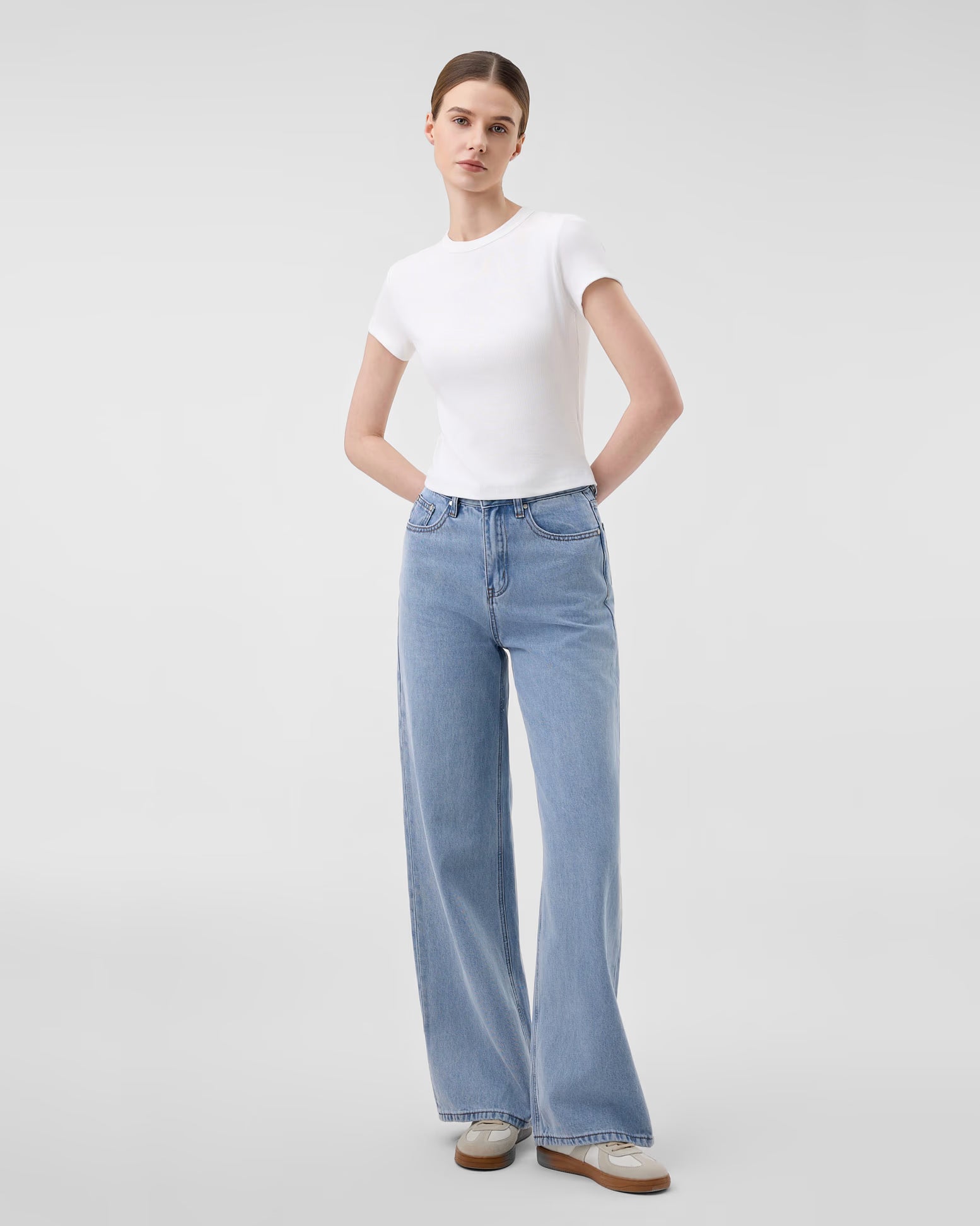 Women's High Rise Soft Wide Leg Jeans – Tencel Cotton – Light Blue